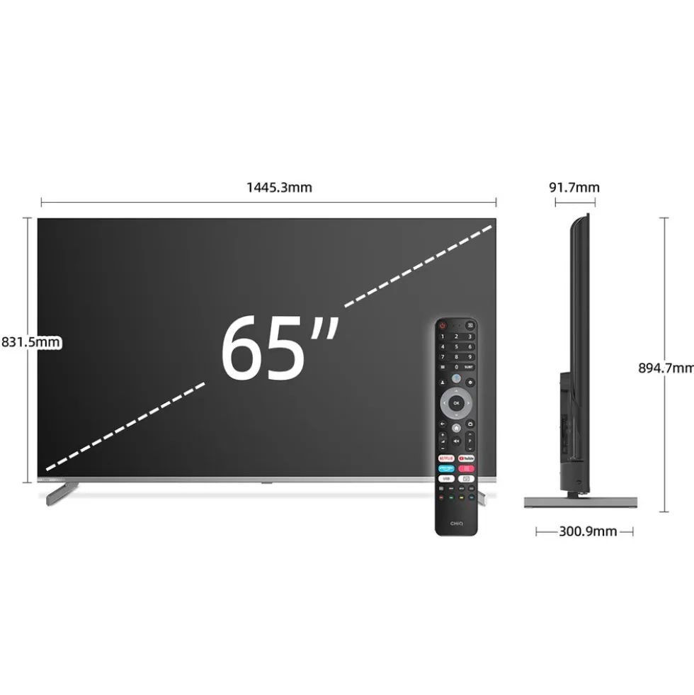 Telewizor 65'' CHiQ M65QN9V MiniLED, Google TV, 4K UHD, szary