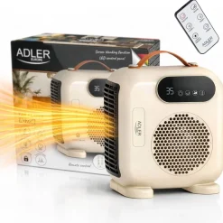 Termowentylator Adler AD 7756, z wyświetlaczem LED i pilotem, beżowy
