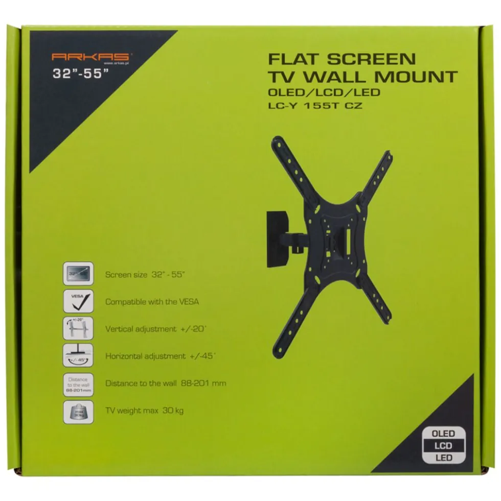 Uchwyt ścienny do telewizora Arkas LCY155T CZ, 32”-55”, czarny