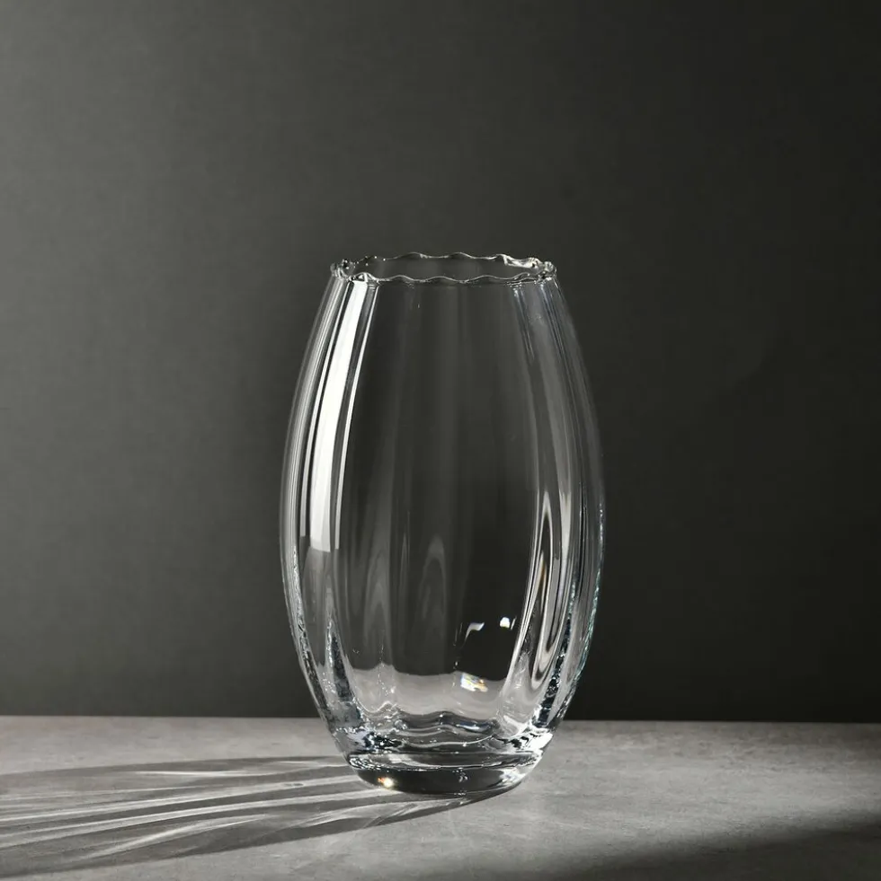 Wazon szklany Krosno Home, 23,5 cm, ryflowany