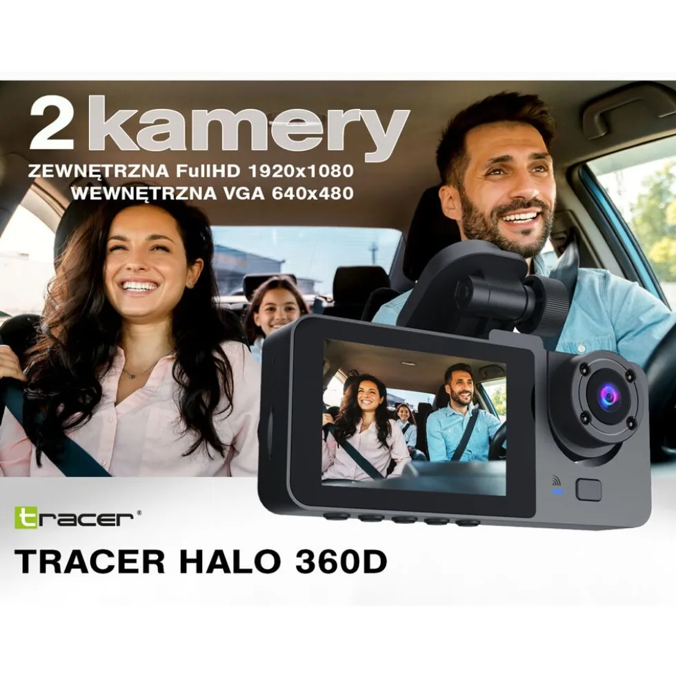 Wideorejestrator Tracer Halo 360D, Full HD, 2 kamery