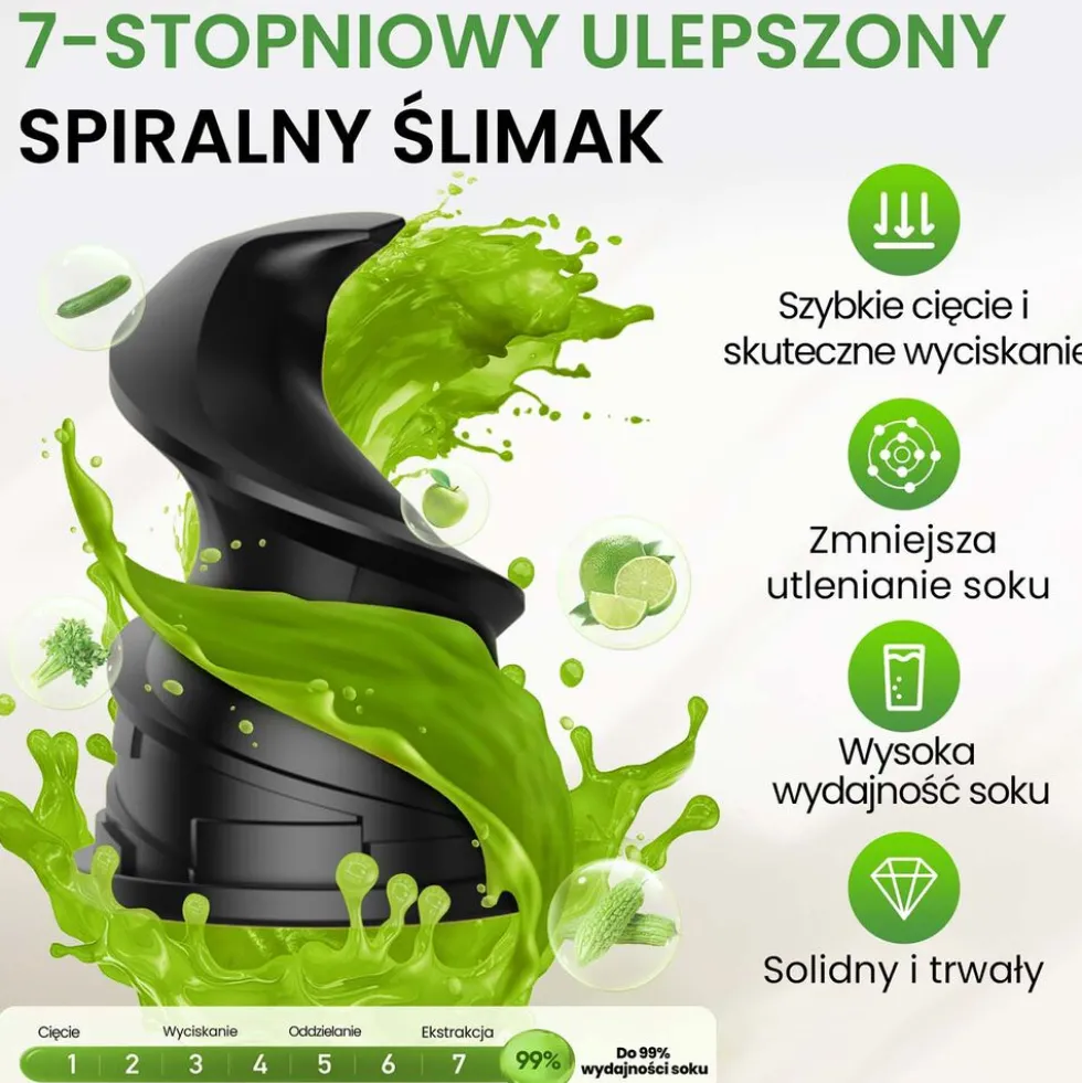 Wyciskarka wolnoobrotowa Inoviva KBMJ-S01-G, 100 W, szara