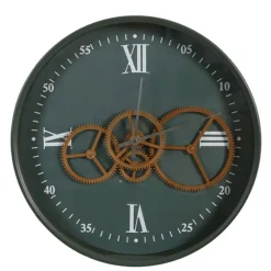 Zegar ścienny metalowy, 40 cm, z ozdobnym mechanizmem, zielony