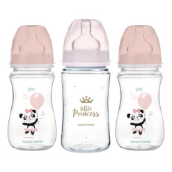 Zestaw 3 butelek Canpol Babies, 240 ml, różowe