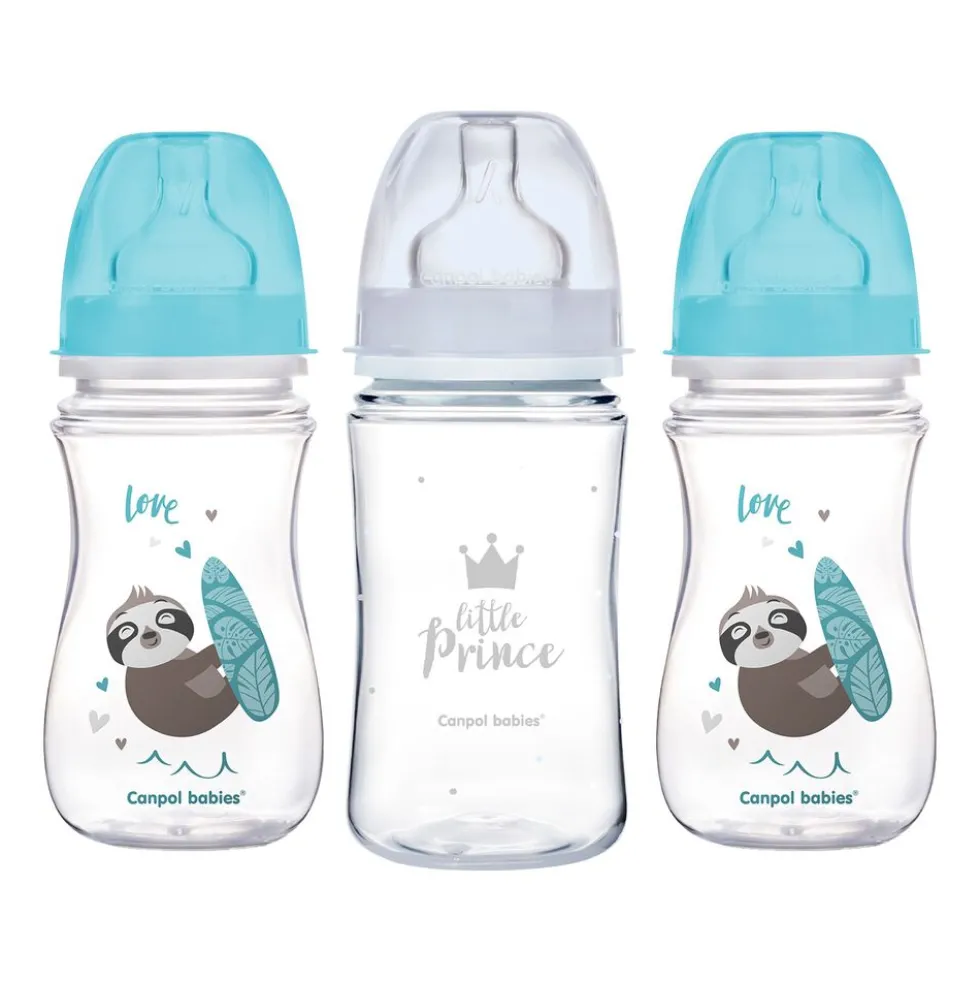 Zestaw 3 butelek Canpol Babies, 240 ml, niebieskie
