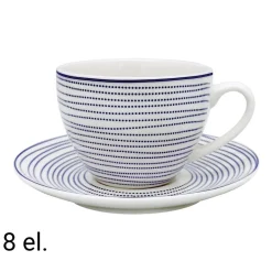 Zestaw do kawy z porcelany MG Home Marea, 240 ml, 8 elementów, biało-niebieski