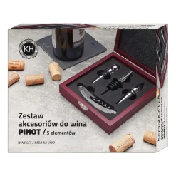 Zestaw do wina Konighoffer Pinot, 5 elementów, w drewnianym pudełku