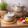 Zestaw garnków emaliowanych Altom Design, 6 elementów, beżowe