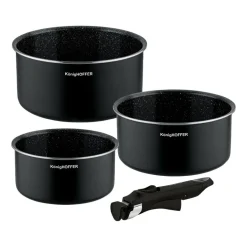 Zestaw garnków Konighoffer Spinel Black, 16/18/20 cm, odpinana rączka, czarne