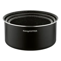 Zestaw garnków Konighoffer Spinel Black, 16/18/20 cm, odpinana rączka, czarne
