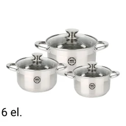 Zestaw garnków MG Home Moderno Brushed Steel, 6 elementów, stal nierdzewna