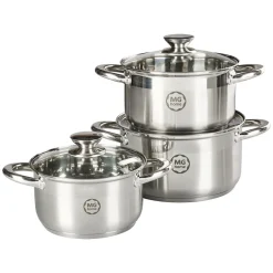 Zestaw garnków MG Home Moderno Brushed Steel, 6 elementów, stal nierdzewna