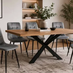Zestaw 4 krzeseł tapicerowanych Vilandy Basic Velvet, szare
