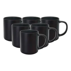 Zestaw kubków z kamionki MG Home Artena Black, 400 ml, 6 sztuk, czarne