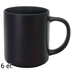 Zestaw kubków z kamionki MG Home Artena Black, 400 ml, 6 sztuk, czarne