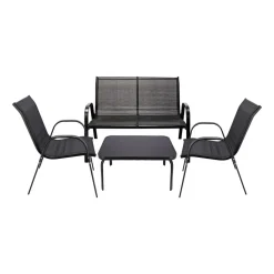Zestaw mebli ogrodowych Jumi Fiesta, stolik, sofa, 2 krzesła, czarny