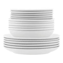 Zestaw obiadowy z porcelany na 6 osób Lubiana Daisy, 18 elementów, biały