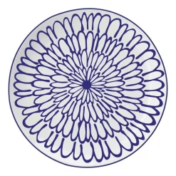 Zestaw obiadowy z porcelany na 6 osób MG Home Fiori, 18 elementów, biało-niebieski