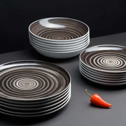 Zestaw obiadowy z porcelany na 6 osób Chodzież City, 18 elementów, czarny