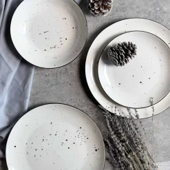 Zestaw obiadowy z porcelany na 6 osób MG Home Gemma, 18 elementów, biały