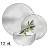 Zestaw obiadowy z porcelany na 4 osoby MG Home Antico, 12 elementów, biały