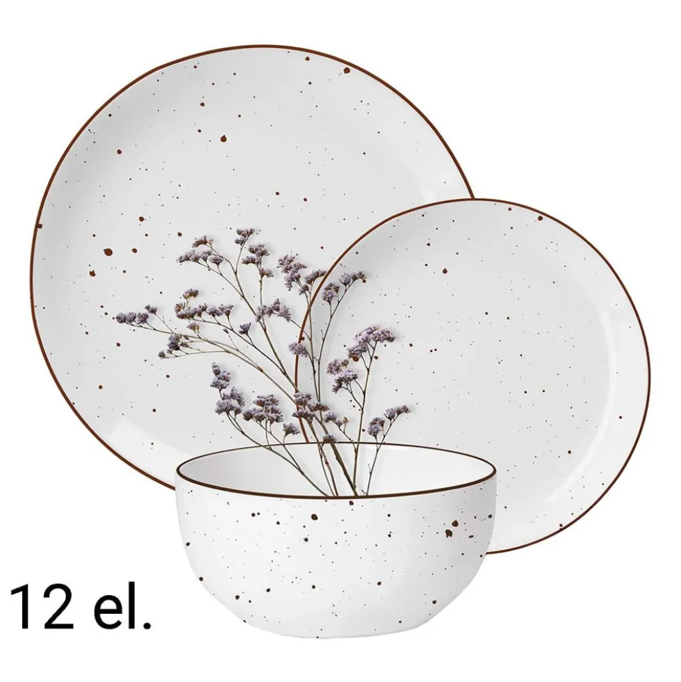 Zestaw obiadowy z porcelany na 4 osoby MG Home Gemma, 12 elementów, biały