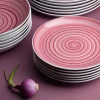 Zestaw obiadowy z porcelany na 6 osób Chodzież City, 18 elementów, różowy