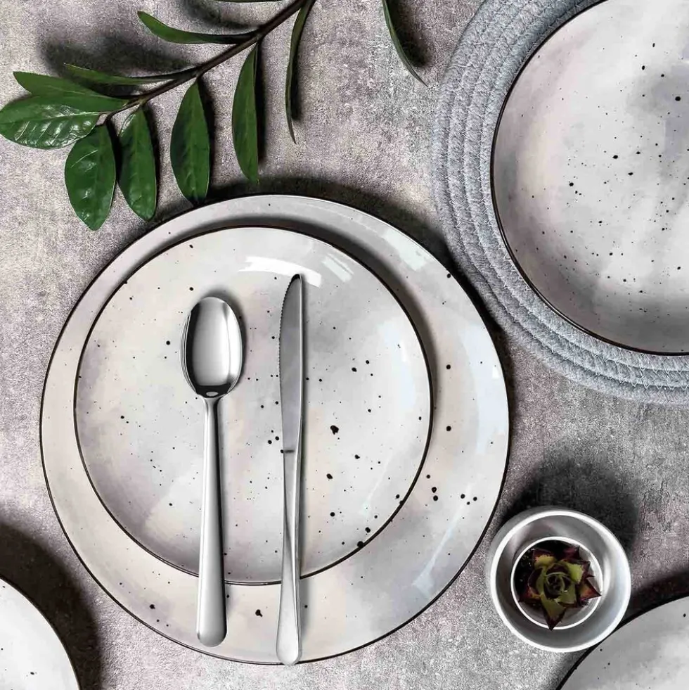 Zestaw obiadowy z porcelany na 6 osób MG Home Antico, 18 elementów, szary