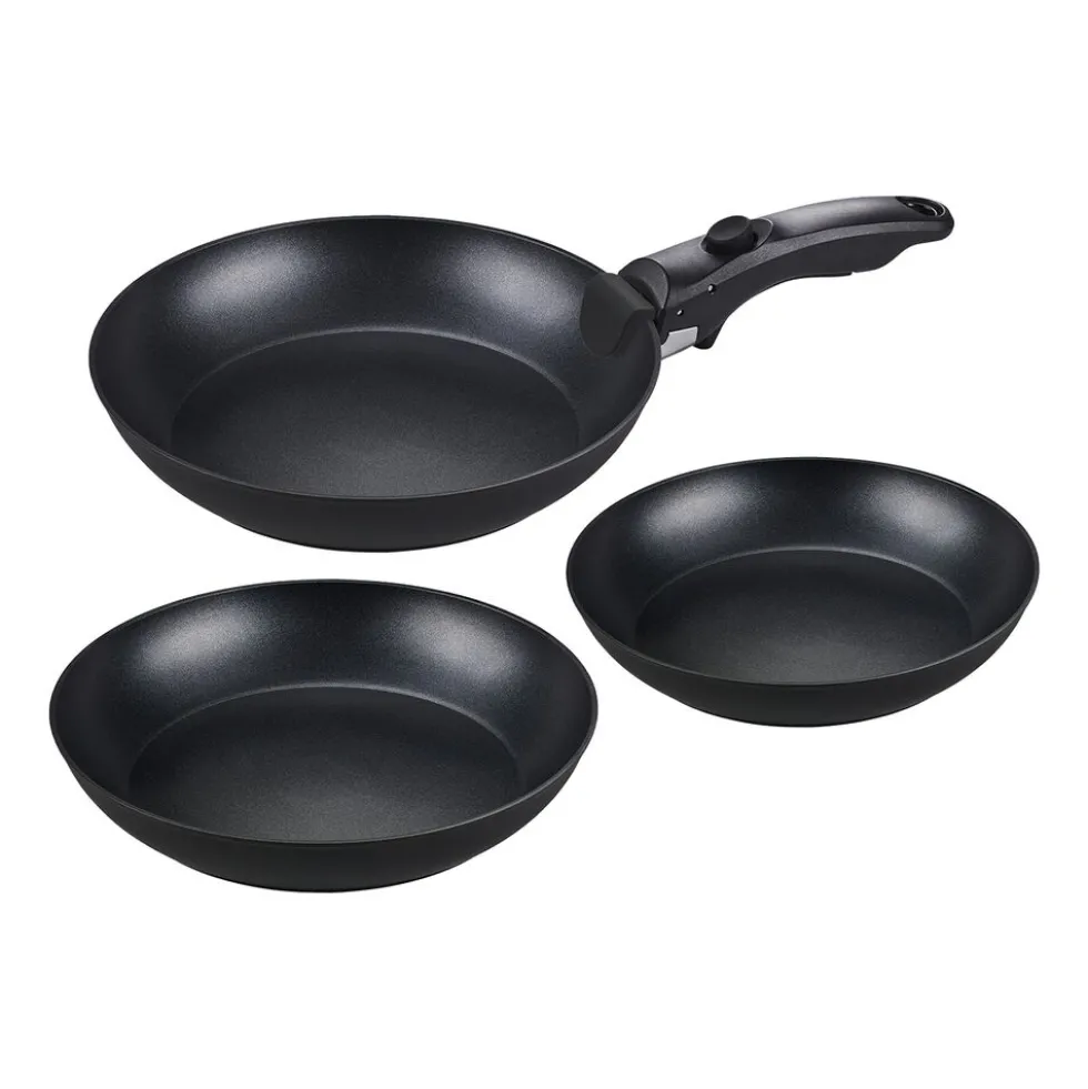 Zestaw patelni aluminiowych MG Home Clever Kitchen, 3 elementy, odpinana rączka