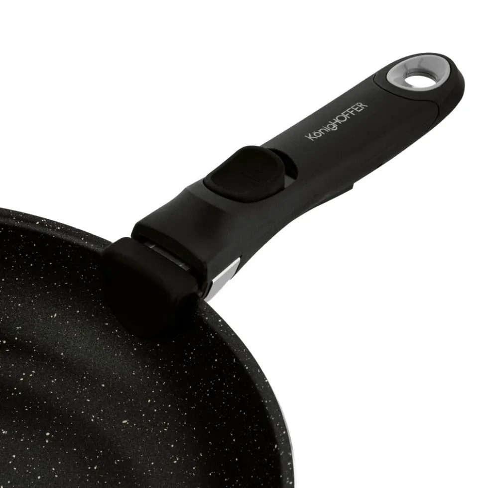 Zestaw patelni Konighoffer Spinel Black, 20/24/28 cm, odpinana rączka, czarne