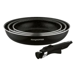 Zestaw patelni Konighoffer Spinel Black, 20/24/28 cm, odpinana rączka, czarne