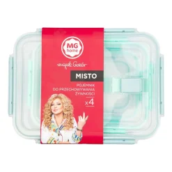 Zestaw 4 pojemników na żywność, MG Home Misto, prostokątne, zielone