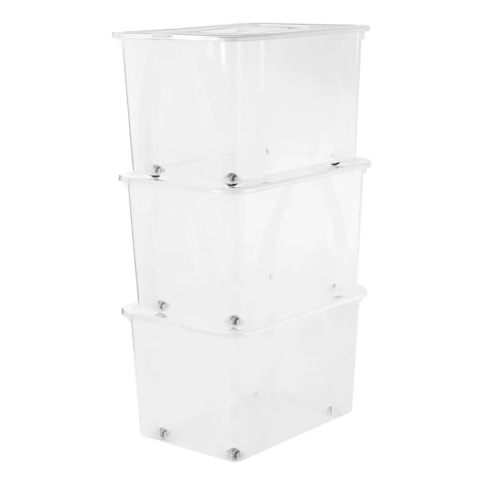 Zestaw 3 pudełek do przechowywania Rotho Lona, 50 l, transparentne