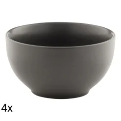 Zestaw salaterek ceramicznych Domotti Pastelli, 660 ml, 14 cm, 4 sztuki, ciemnoszare