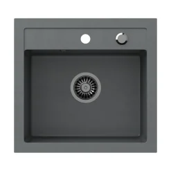 Zlewozmywak granitowy jednokomorowy szary Root Chef Box, 500 x 470 x 185 mm