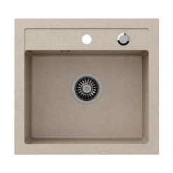 Zlewozmywak granitowy jednokomorowy beżowy Root Chef Box, 500 x 470 x 185 mm