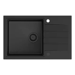 Zlewozmywak granitowy Root Chef Leo Long, czarny mat, 78 x 50 x 20 cm
