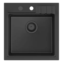 Zlewozmywak granitowy Root Chef Leo Box, czarny mat, 50 x 52 x 20 cm