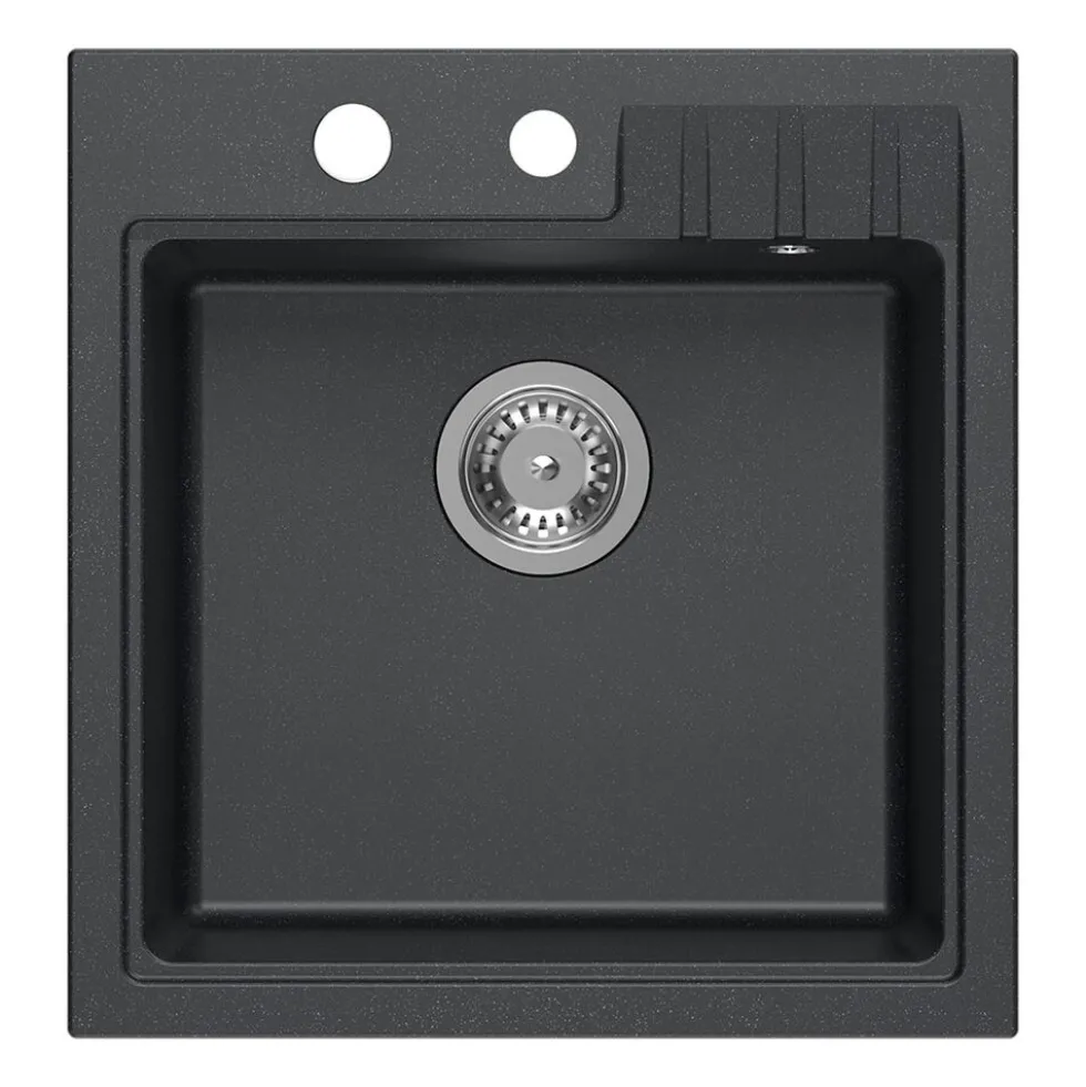 Zlewozmywak granitowy Root Chef Leo Box, czarny, 50 x 52 x 20 cm