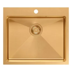 Zlewozmywak stalowy Root Chef Moon Box, 55 x 48 x 20 cm, z syfonem, miedziany
