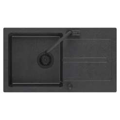 Zlewozmywak z baterią Chef&Gum Long, czarny, 77 x 44 x 17,5 cm
